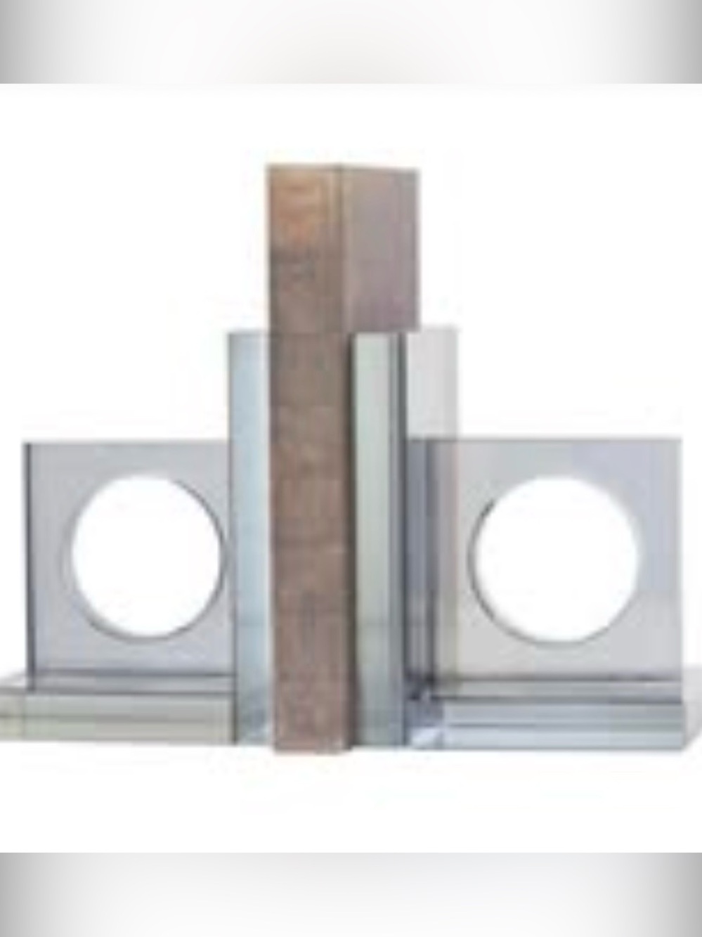 NEW Contemporary Home Decor / Heavy Smoky CRYSTAL Bookends made of  (5”x6” each)
